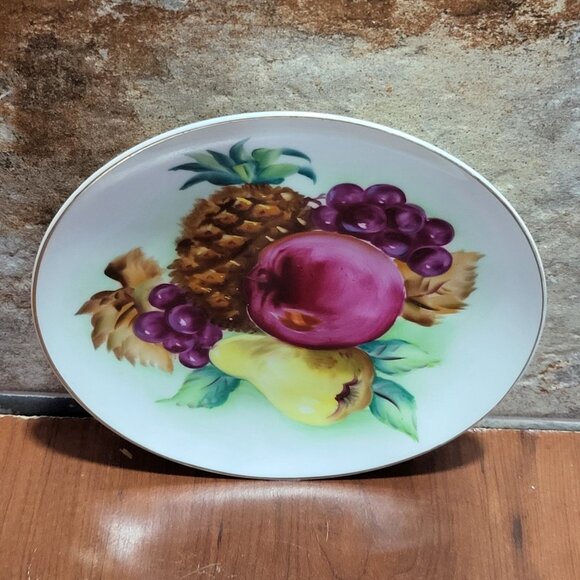 Vintage Decorative Plate Hand Painted Fruit Design - Picture 3 of 10